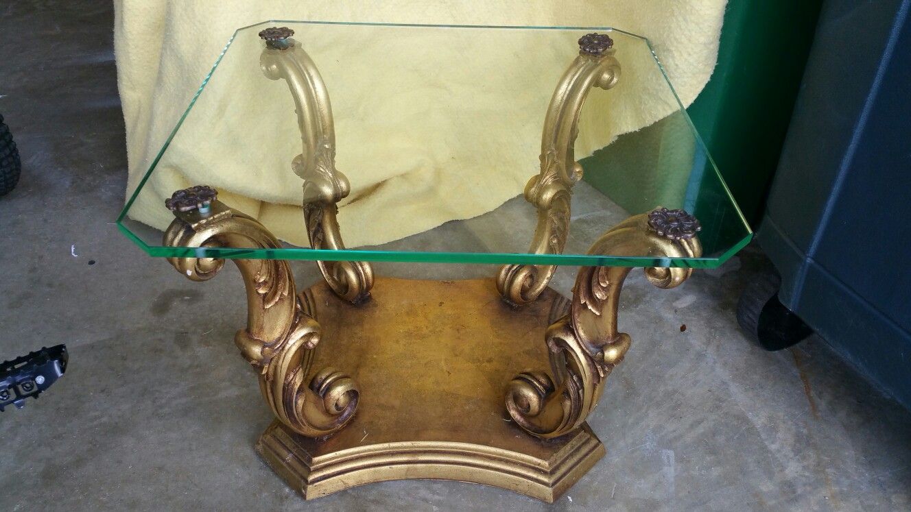 Vintage coffee table with glass top