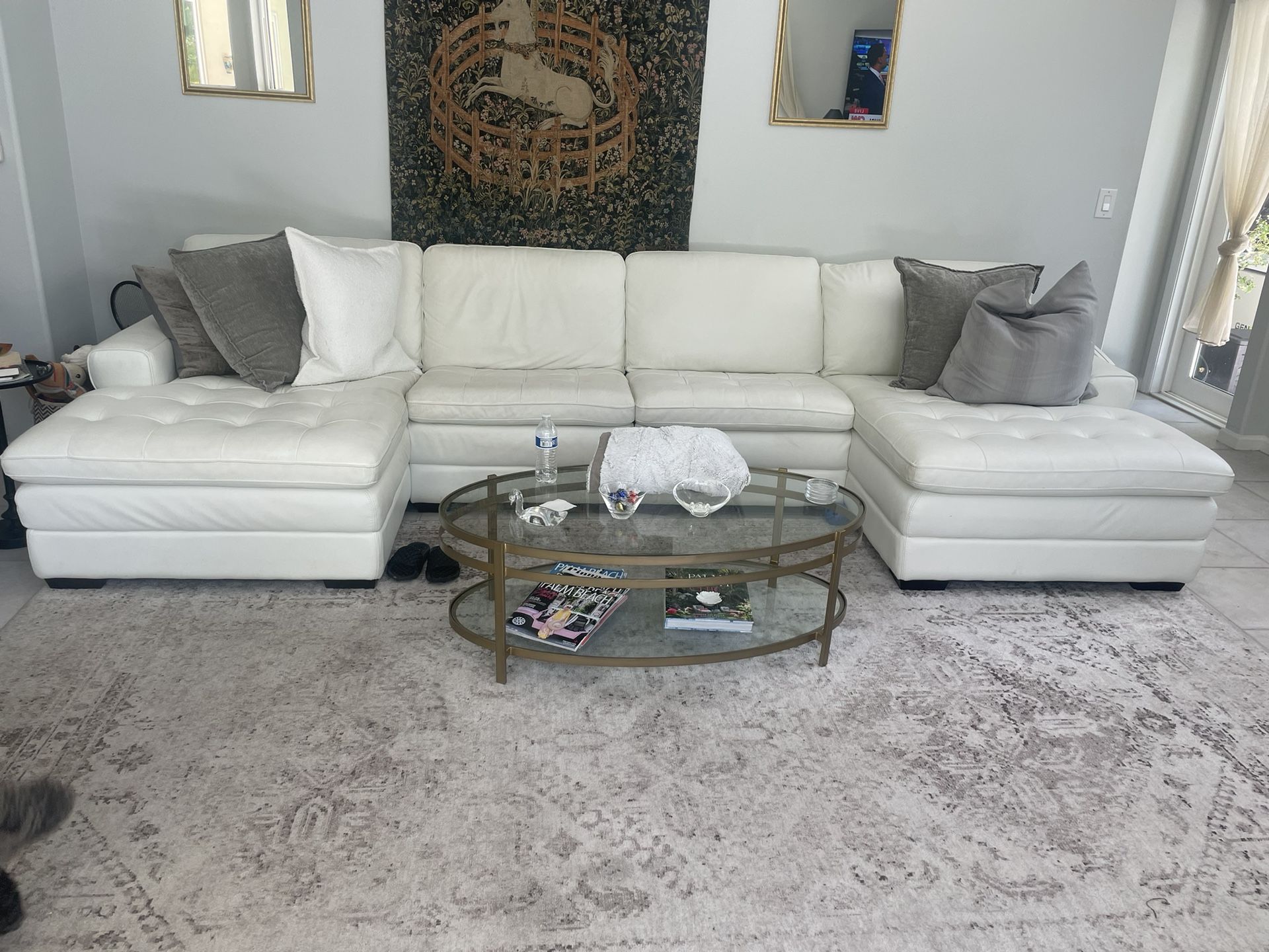 Large White Leather Sectional from Havertys