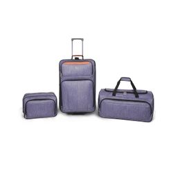 Protege Gray 3pc Travel Luggage Set 24" Check Bag, 22" Duffel, & Boarding Tote, All Ages