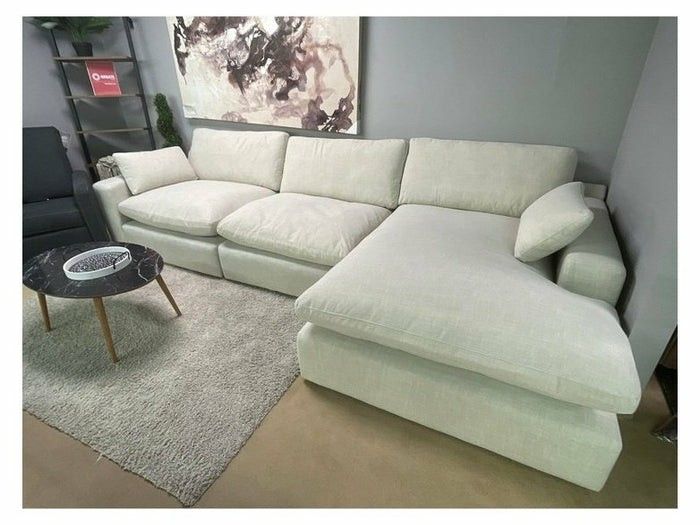 Elyza Linen 3pc Sectional Sofa w/ RAF Corner Chaise