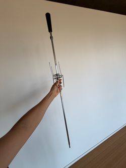 BBQ Rotisserie Spit Rod with Meat Forks