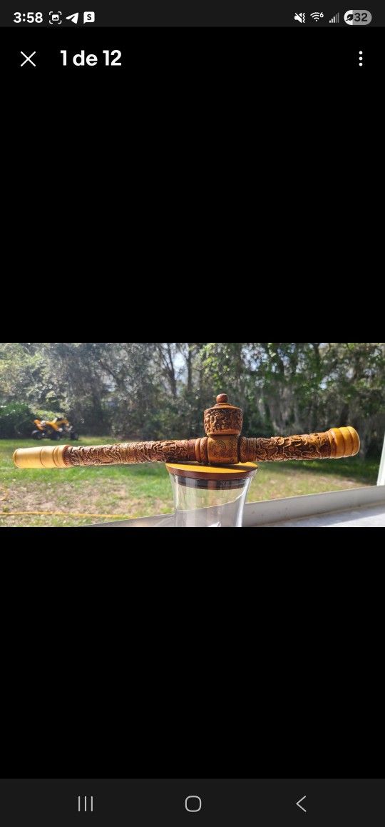 Old Rare Qing Dynasty Dragon Pipe Handwork Carved Vintage China Art Asian