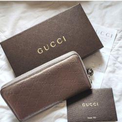 Gucci metallic light lavender large zip wallet