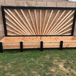 Beautiful privacy wall Frame Planter Box Garden Bed Outdoor Design cedar redwood AC pool equipment cover