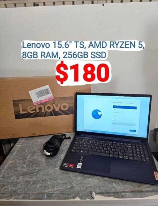 Lenovo Ideapad 1 Laptop, 15.6" FHD Touch Display, Ryzen 5 7520U, 8GB RAM, 256GB
