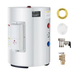 Electric Water Heater, 10 Gallon Tank Instant Hot Water Heater, 1.6Kw Tankless Water Heater w/ LED Display,Knob Control, IPX4 Waterproof Side Connecti