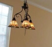 Stained Glass/Rod Iron 3-light chandelier