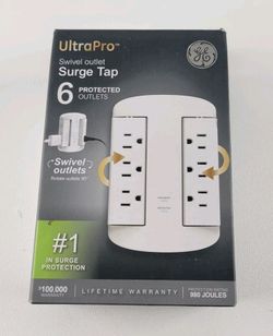 GE 6-Outlet Extender, Surge Protector, Swivel Side Access, Wall Tap Adapter, 3-P