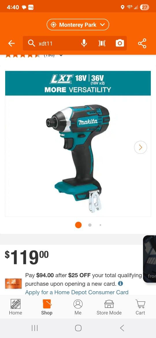 Makita
18V LXT Lithium-Ion 1/4 in. Cordless Variable Speed Impact Driver (Tool-Only)