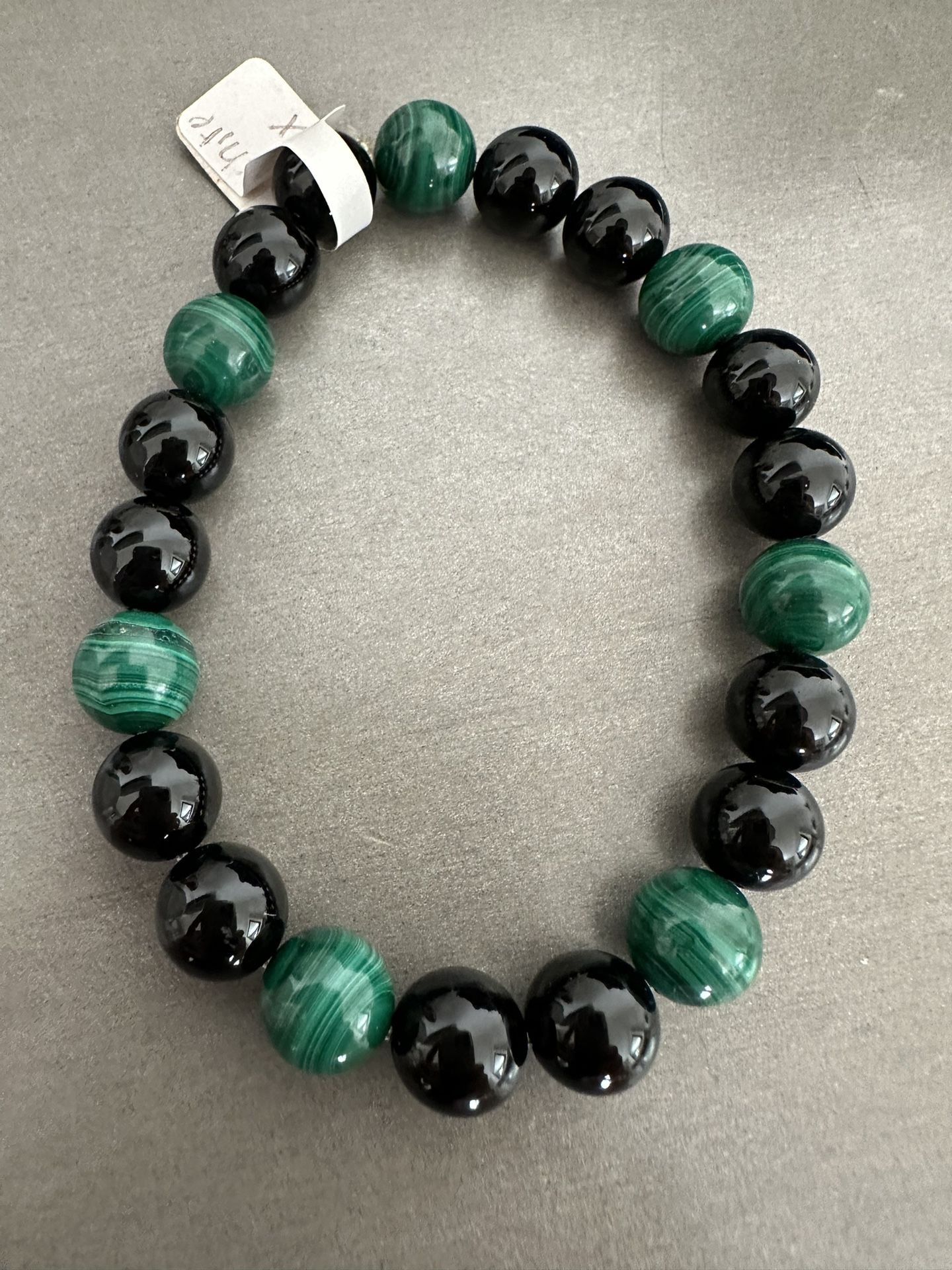 New, Men’s Malachite And Black Onyx Stone Bracelet. Gift Bag And Meaning Included.