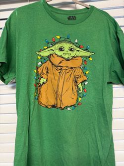 Grogu Christmas Lights Green T-Shirt