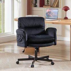 Bestier Criss Cross Office Chair with Flip-Up Armrests, Swivel Makeup Vanity Chair with Wheels & Side Pockets, Cross Legged Office Chair for Home Offi