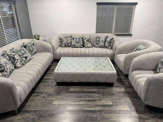 Gray Fabric Living Room 4 Piece Sofa Set🛋️No Credit Needed 💸Same Day Delivery🚚