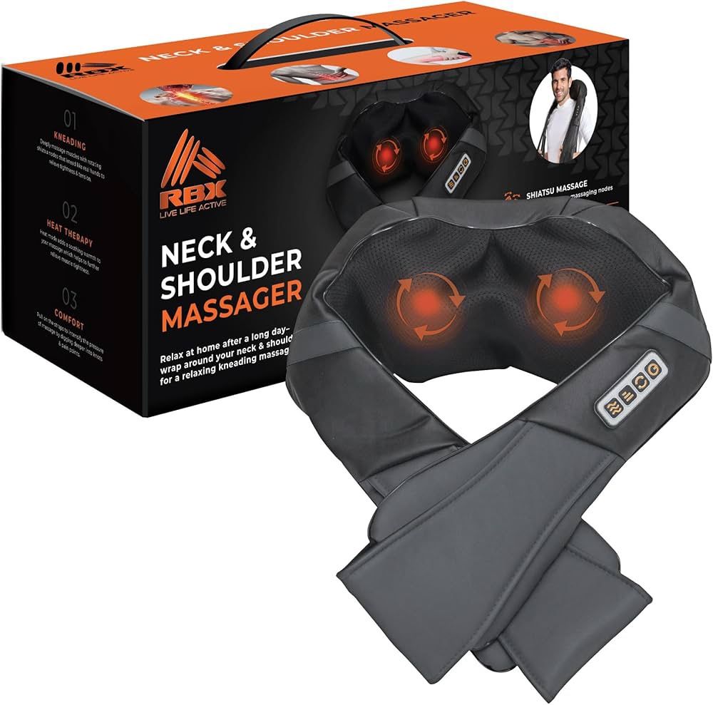 RBX Neck & Shoulder SHIATSU Massager + Heat Therapy with Chair & Car Attachments