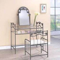 **Metal 2 Piece Vanity Set With Seated Bench! Lowest Prices Ever!