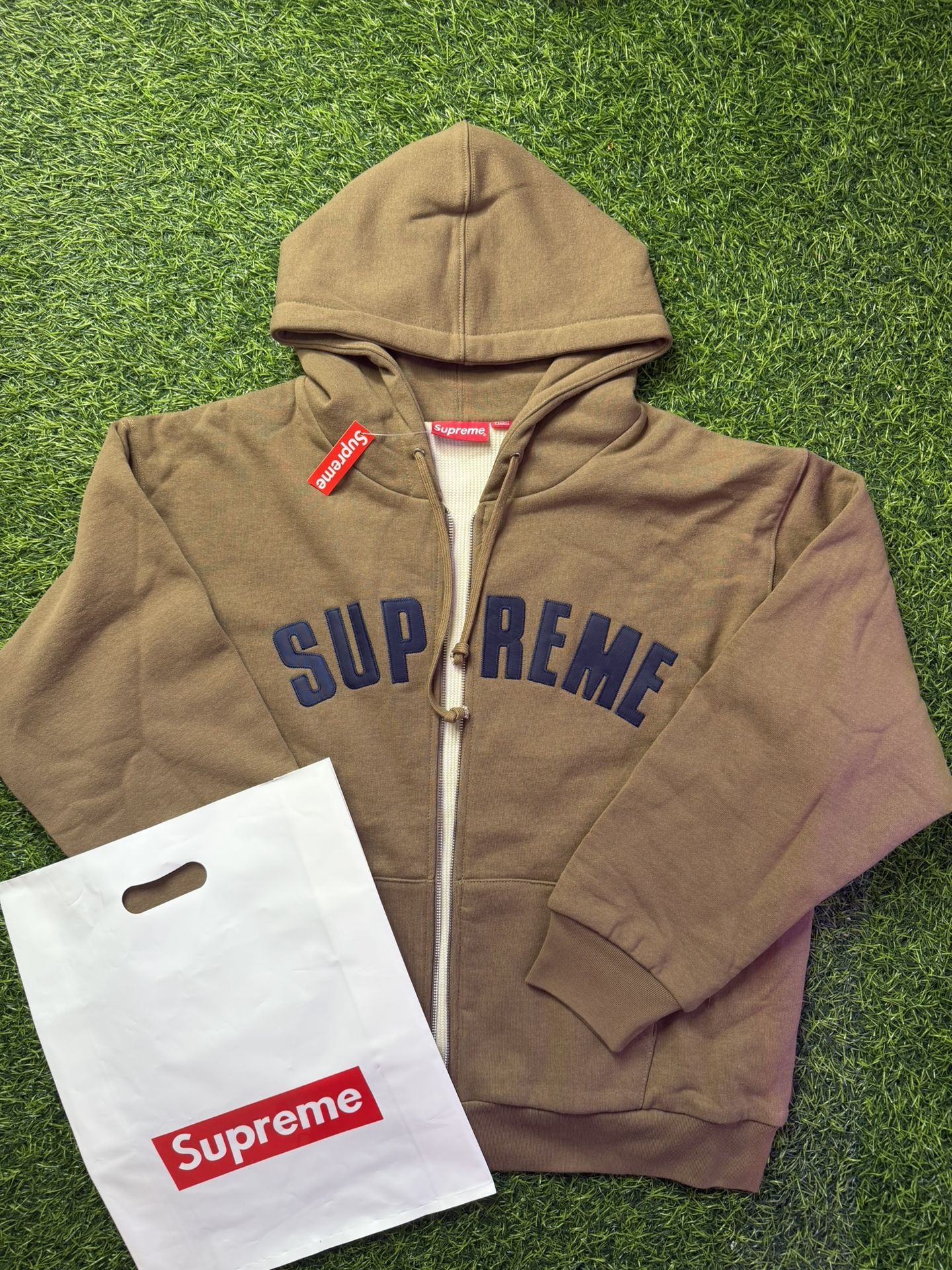 Supreme Arc Thermal Lined Zip Up Hooded Sweatshirt Brown