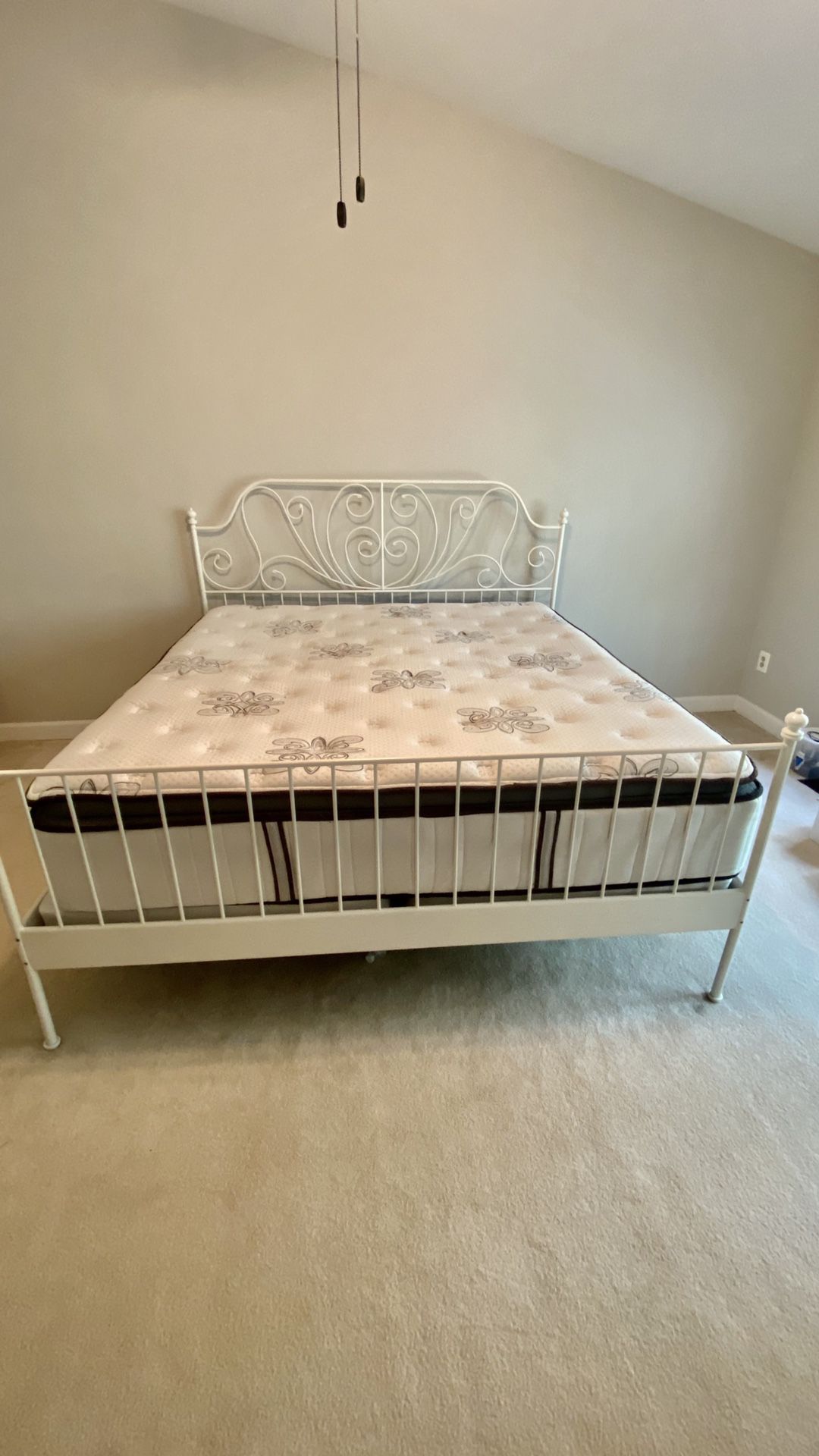 King Size Bed Frame and Pillow Top Mattress with two box springs