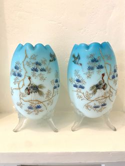 Antique Hand Painted Victorian Vases
