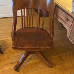 Solid wood desk chair on wheels 