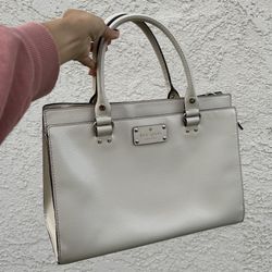Kate Spade New York White Leather Tote Bag 