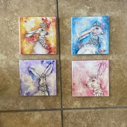 Beautiful Bunny Coasters With Bling 4 Coasters