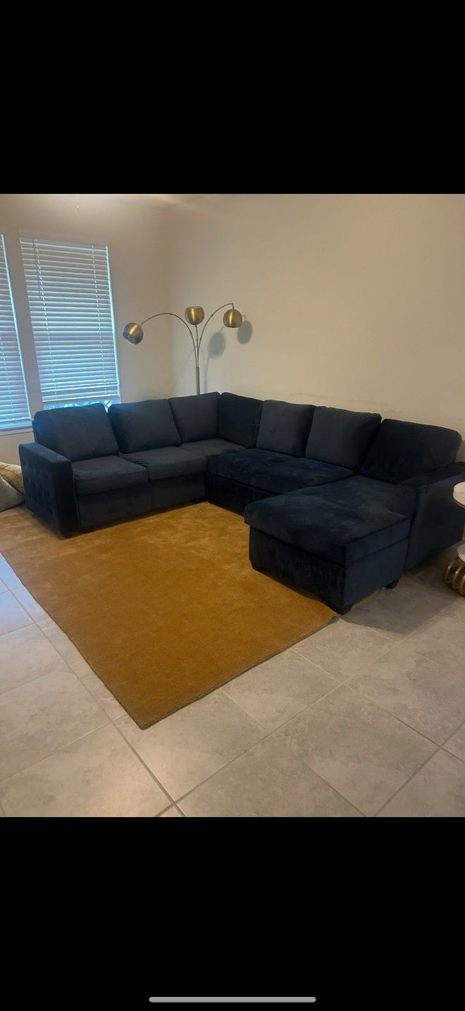 Sleeper Velvet Section With Pull Out Bed - Brand NEW