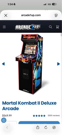 Arcade1Up Mortal Kombat II Arcade Machine with Riser