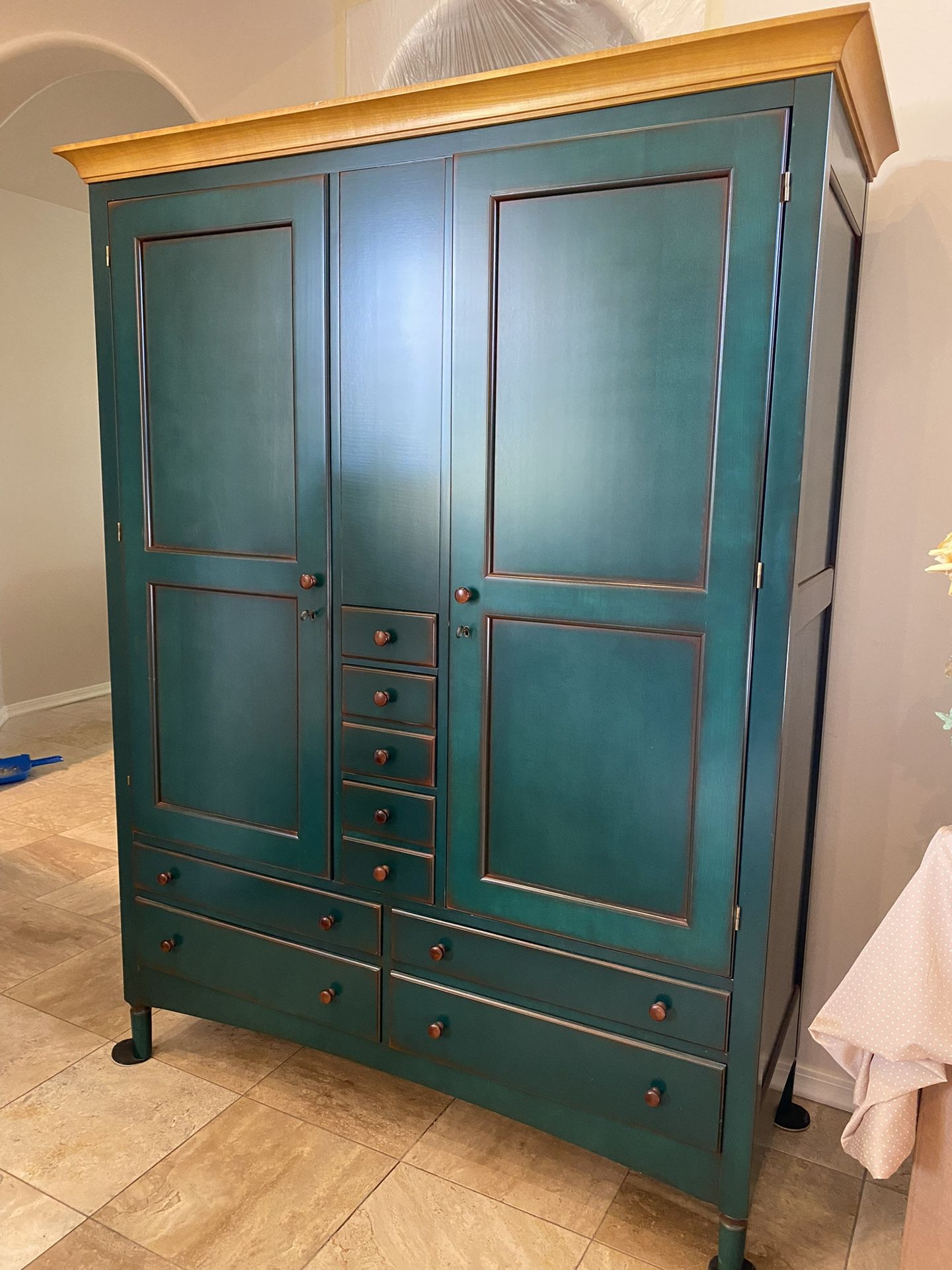 Vintage French Green Armoire