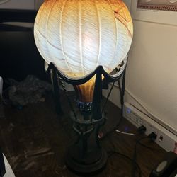 Art Deco Maitland Smith Hot Air Balloon Style Blown Amber Glass Table Lamp