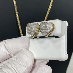 10k .30CTW Diamond Heart Dome Earrings