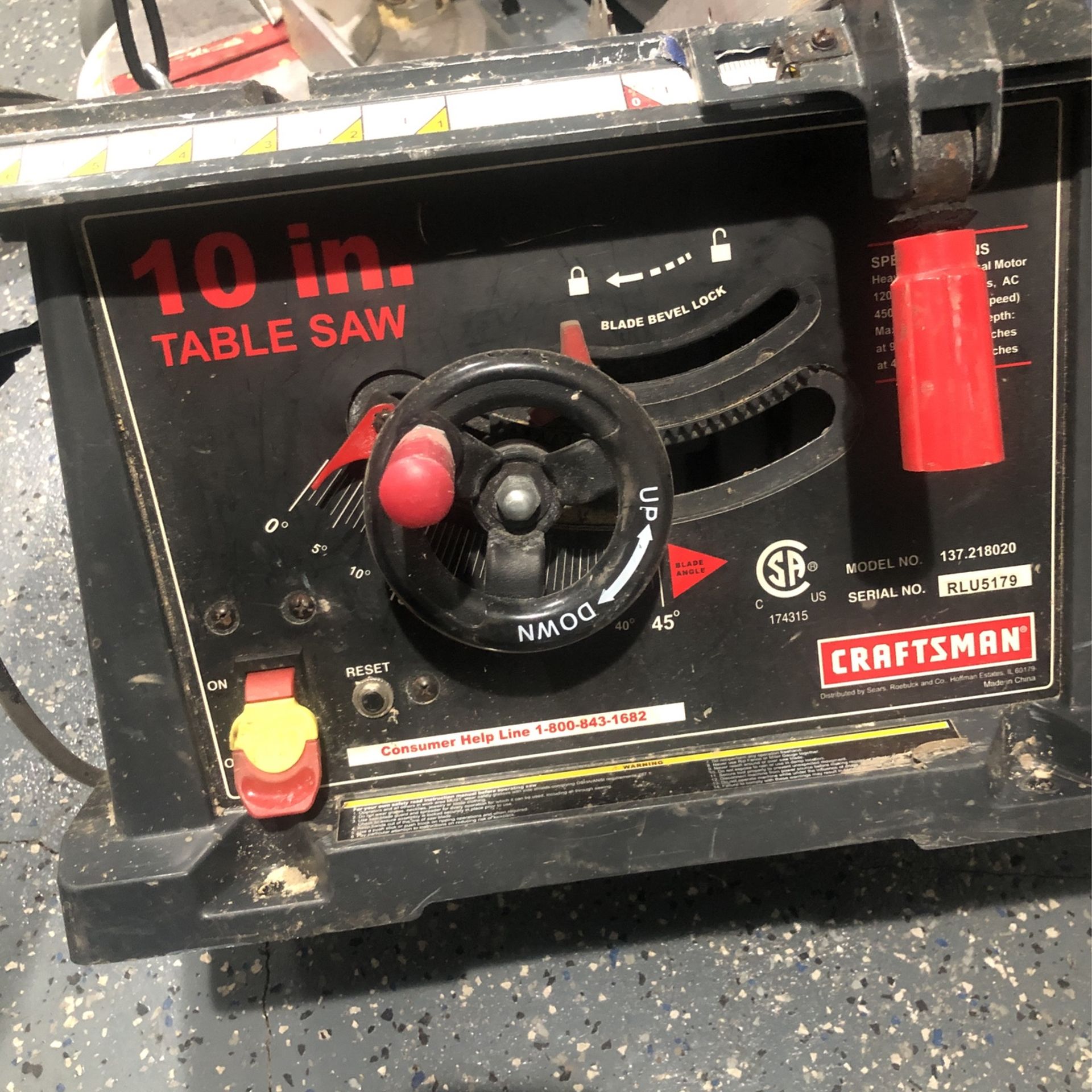 Craftsman Table Saw 10”