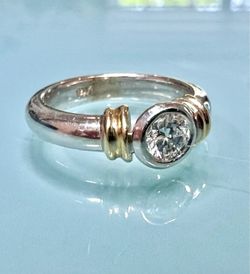 14KT Two-Tone .63ct Natural Diamond Ring  VS/SI-1, H Color