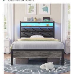  Twin Size Metal Platform Bed, Black