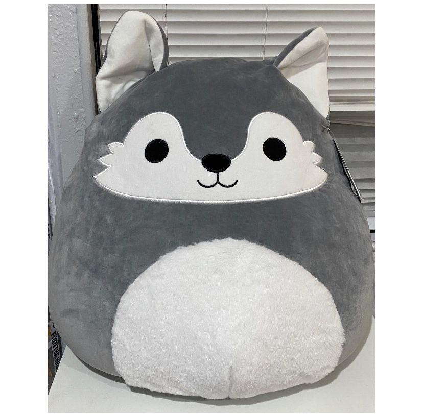 Squishmallows Official Kellytoy 20" Willy Wolf Soft Gray Wilderness Plush BNWT Brand New With Tag
