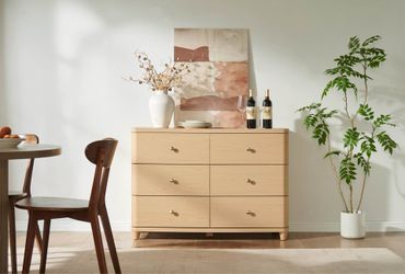 32.9” H Light Oak 6 Drawer Dresser – Bedroom Storage Chest