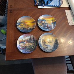 Set Of 4 Bradford Rusty Rust "Hideaway Lake" Plates