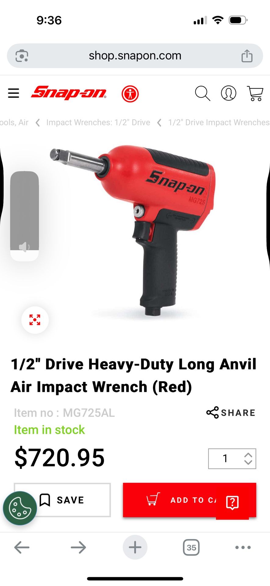 Snap On Mg725 Long Anvil Read Description 