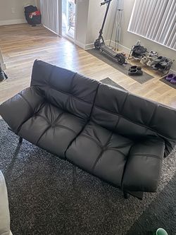 black leather futon