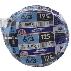 125 ft. 6/3 Black Stranded Romex SIMpull CU NM-B W/G Wire