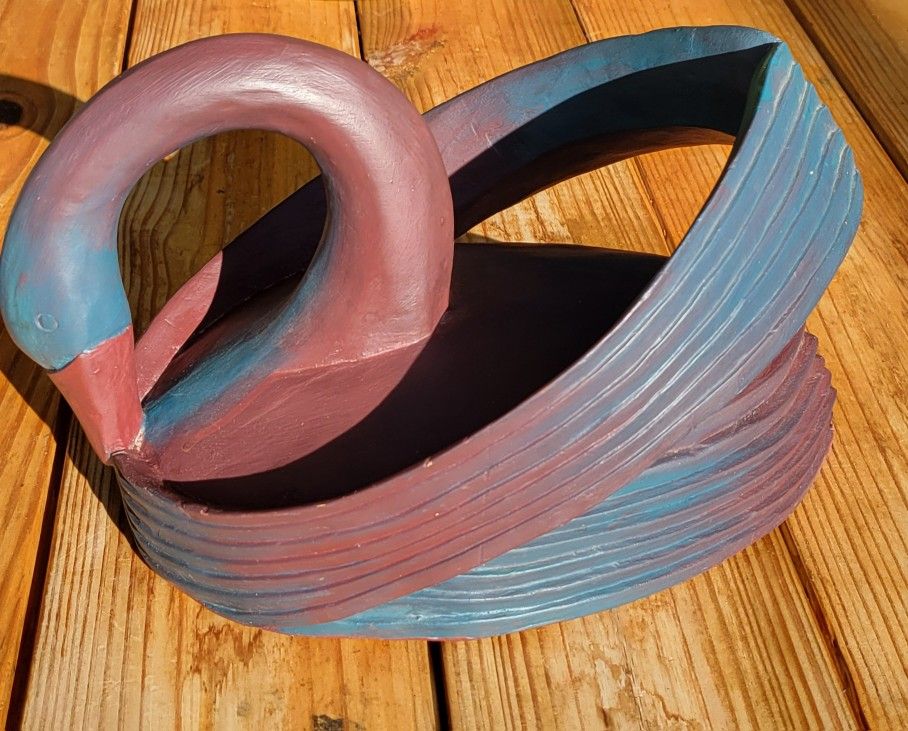 Rare! Vtg Handcarved And Painted Wooden Swan Made In Indonesia 12