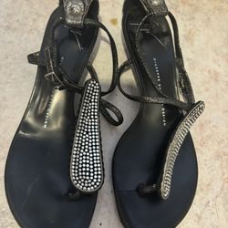 Giuseppe Zanotti dress shoes Thong Wedge Sandals Swarovski Crystals heels flats 