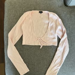 Pink Long Sleeve Crop Top