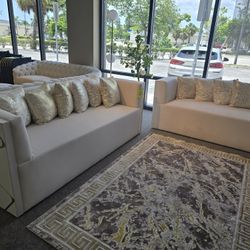 CLOSEOUT GLAM SOFA AND LOVE SEAT