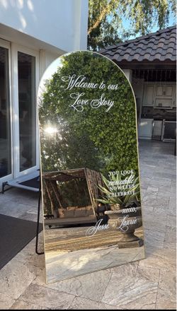 Gold Arch Mirror Sign – Wedding & Event Welcome Decor