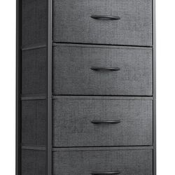 4 drawer dark grey fabric dresser w/wood top