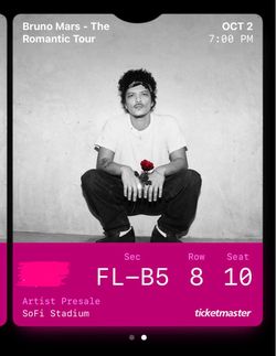 Bruno Mars Floor tickets