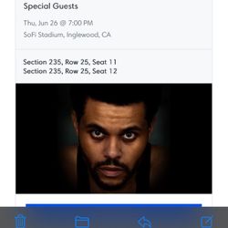 The Weeknd Tickets for 6/26 @ Sofi