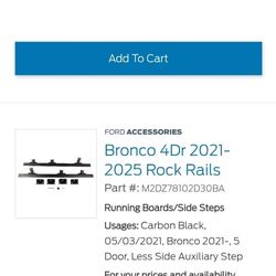 bronco 4dr 2021-2025 rock rails - $300 (Aloha)

