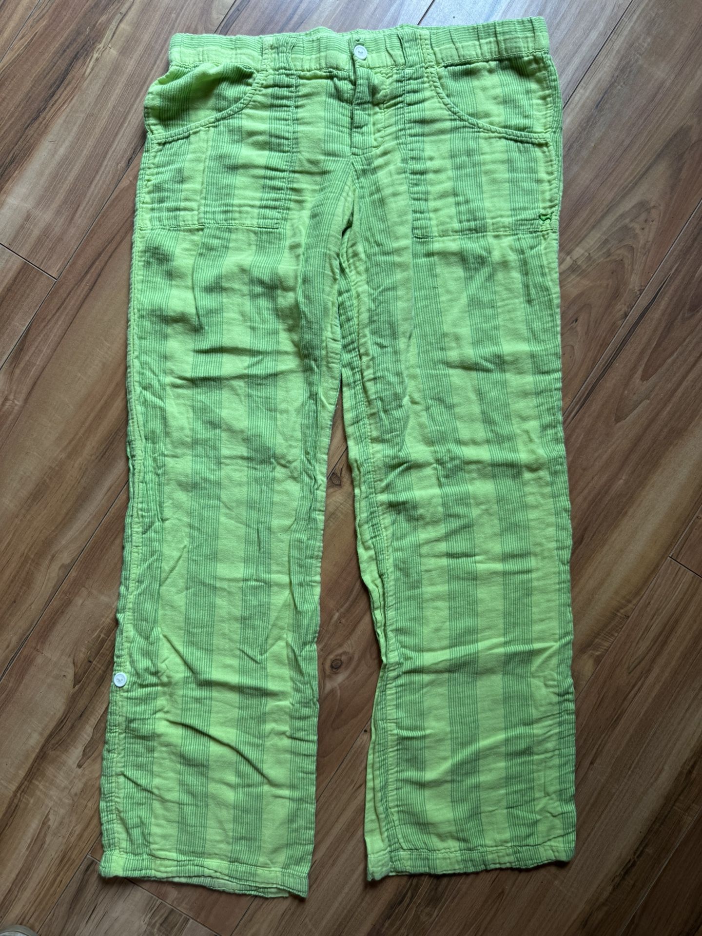 Vintage Y2K Victoria's Secret Live Love Pink Green Striped Pajama Pants MED