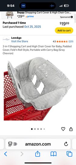 2-in-1 Shopping Cart and High Chair Cover for Baby, Padded Cover, Fold'n Roll Style, Portable with Carry Bag (Gray Chevron)